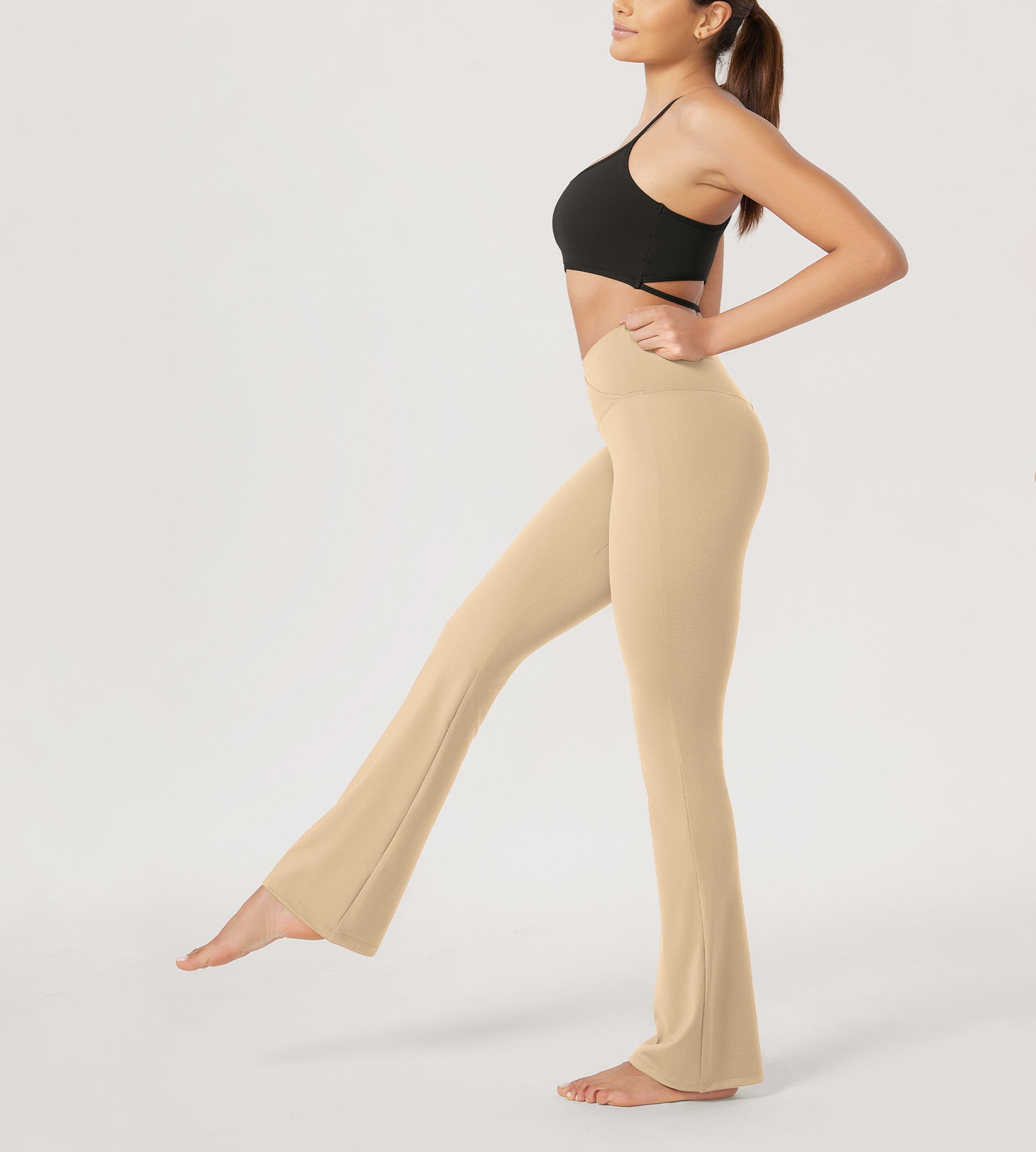 29??Cross Waist Sports Flare Yoga Pants - ododos