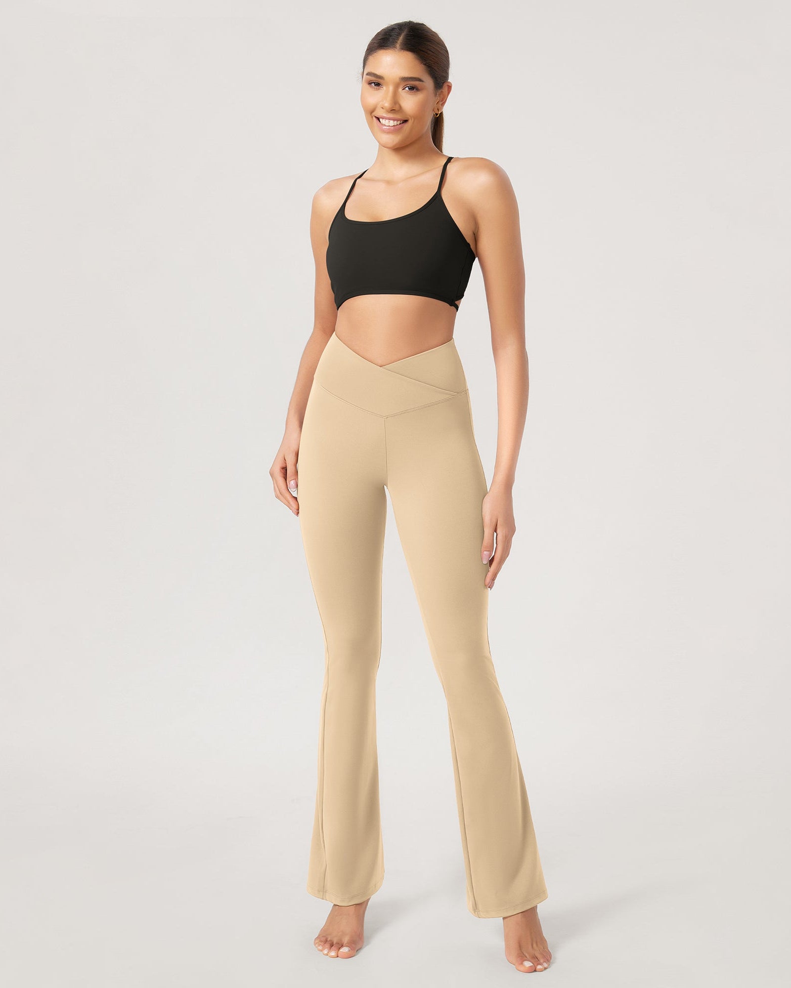 29??Cross Waist Sports Flare Yoga Pants - ododos