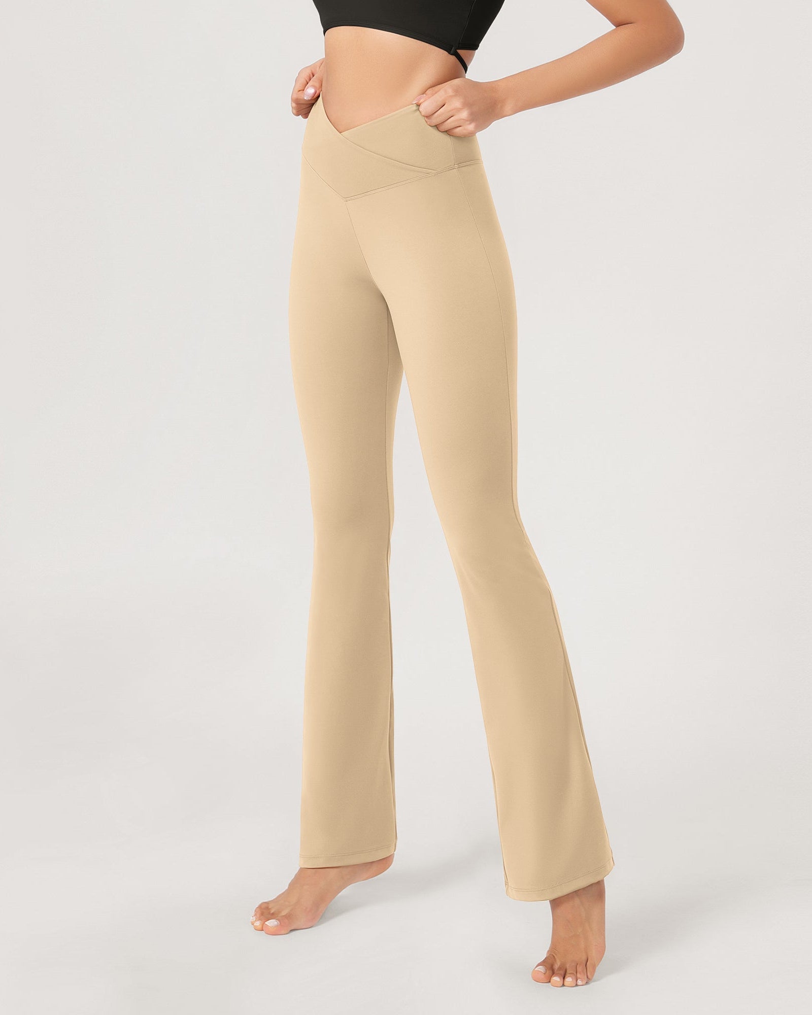 29??Cross Waist Sports Flare Yoga Pants - ododos