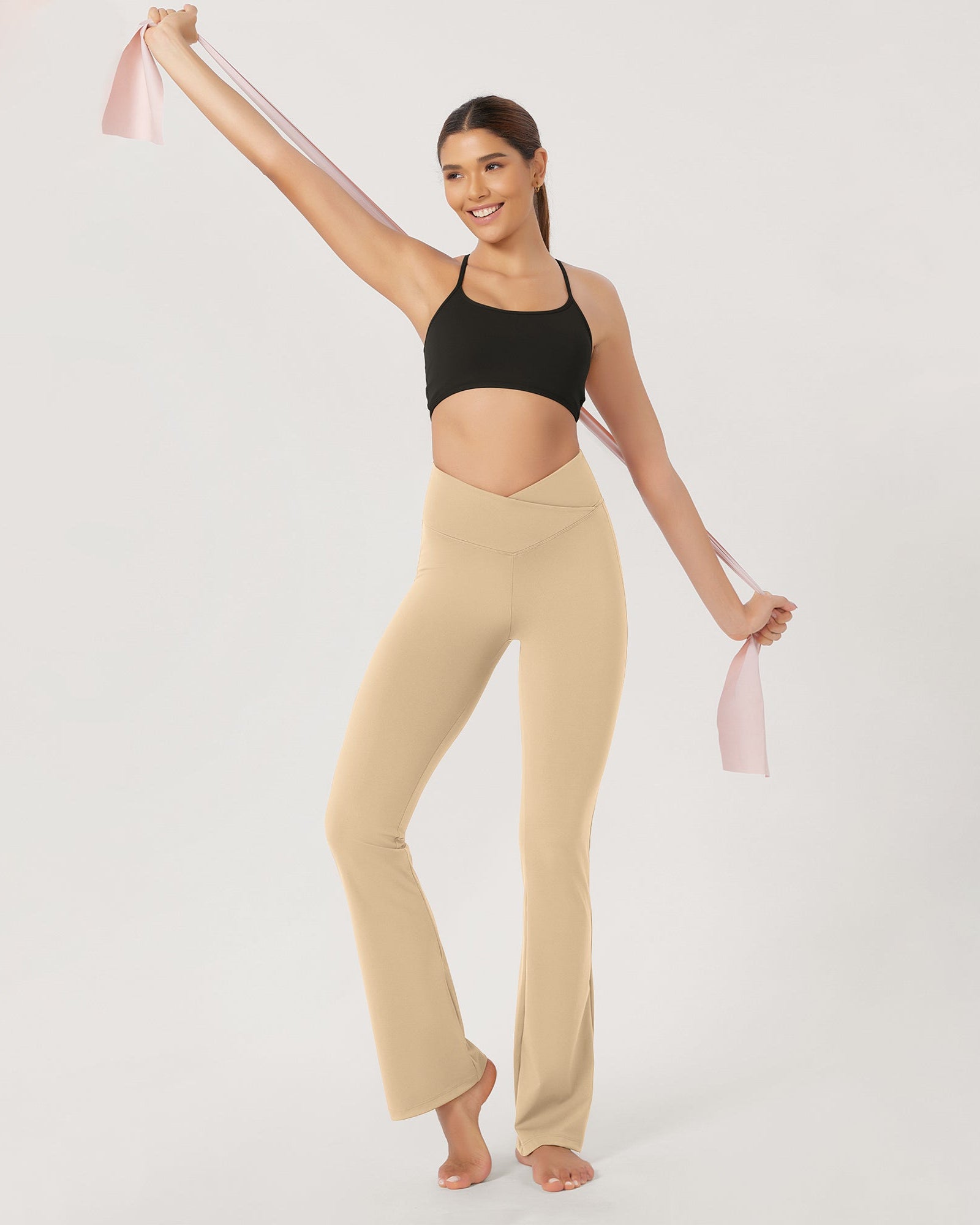 29??Cross Waist Sports Flare Yoga Pants - ododos