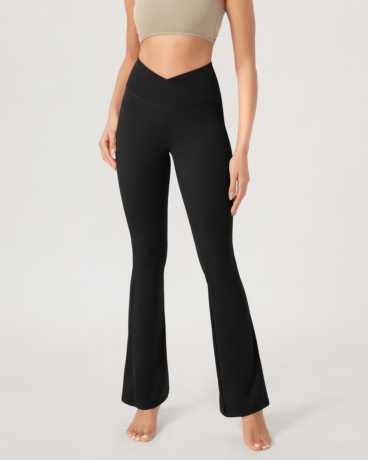 29??Cross Waist Sports Flare Yoga Pants - ododos