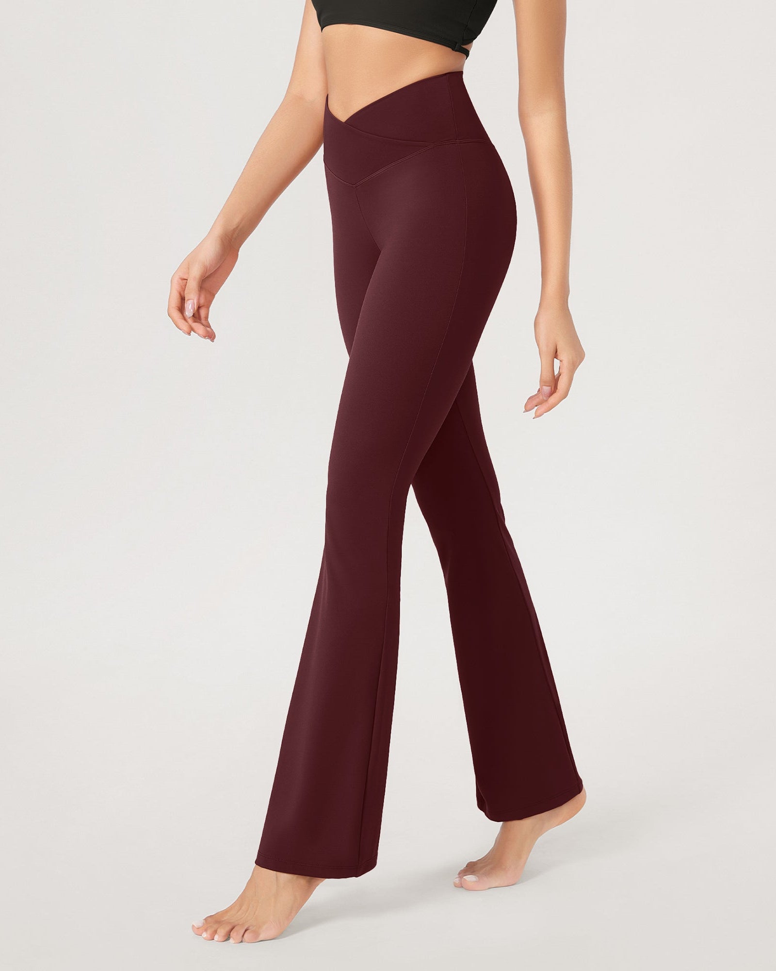 29??Cross Waist Sports Flare Yoga Pants - ododos