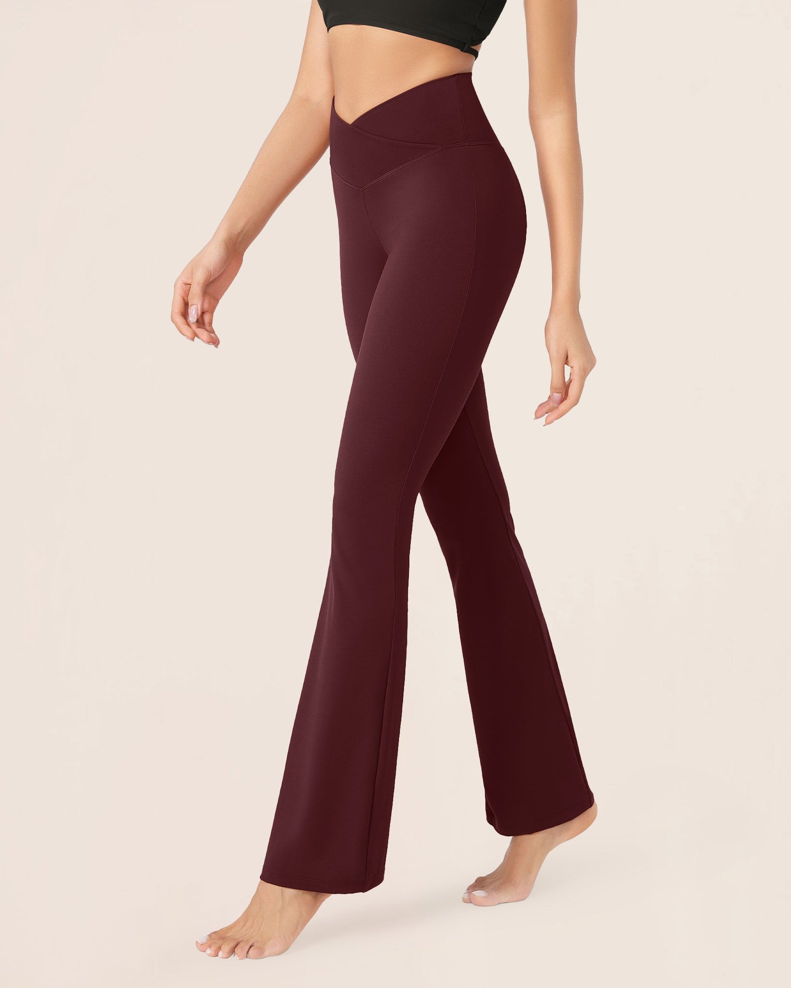 31??Cross Waist Workout Yoga Flare Pants - ododos