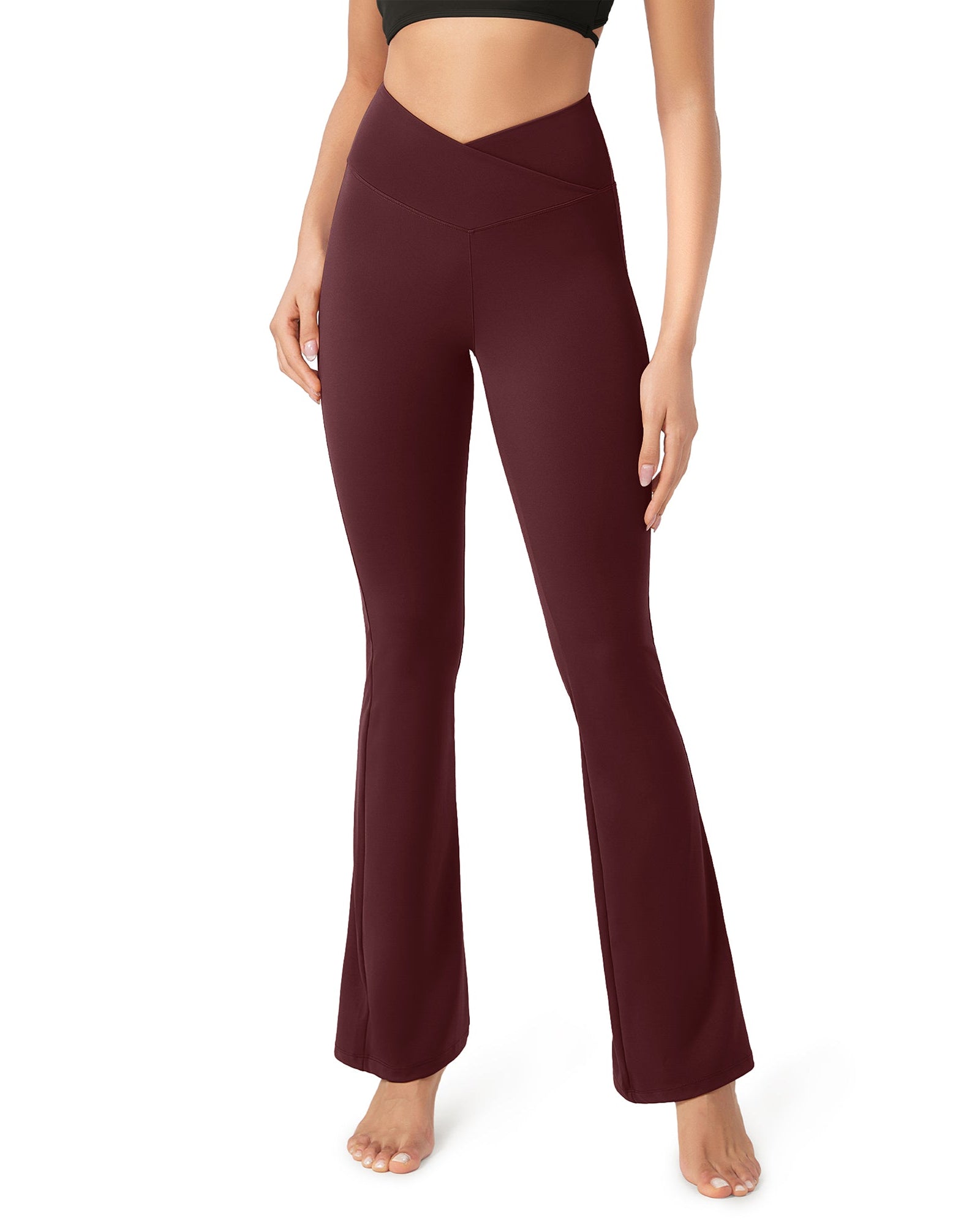 31??Cross Waist Workout Yoga Flare Pants - ododos