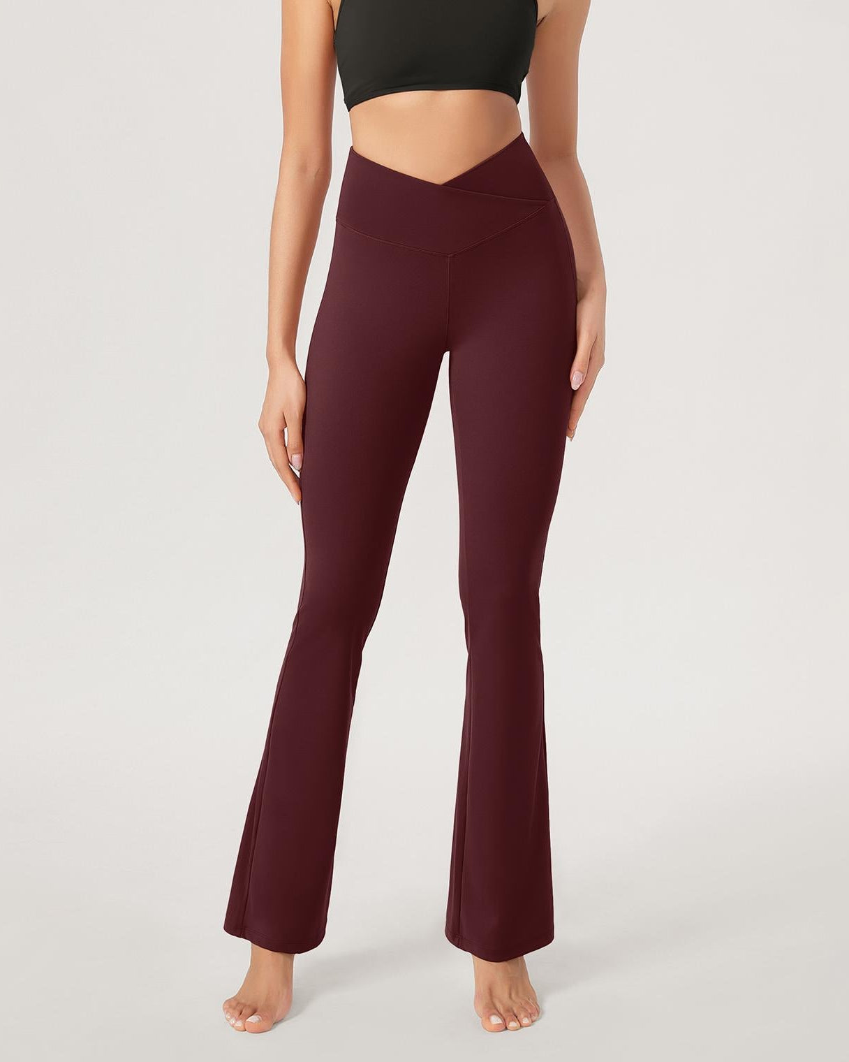 29??Cross Waist Sports Flare Yoga Pants - ododos