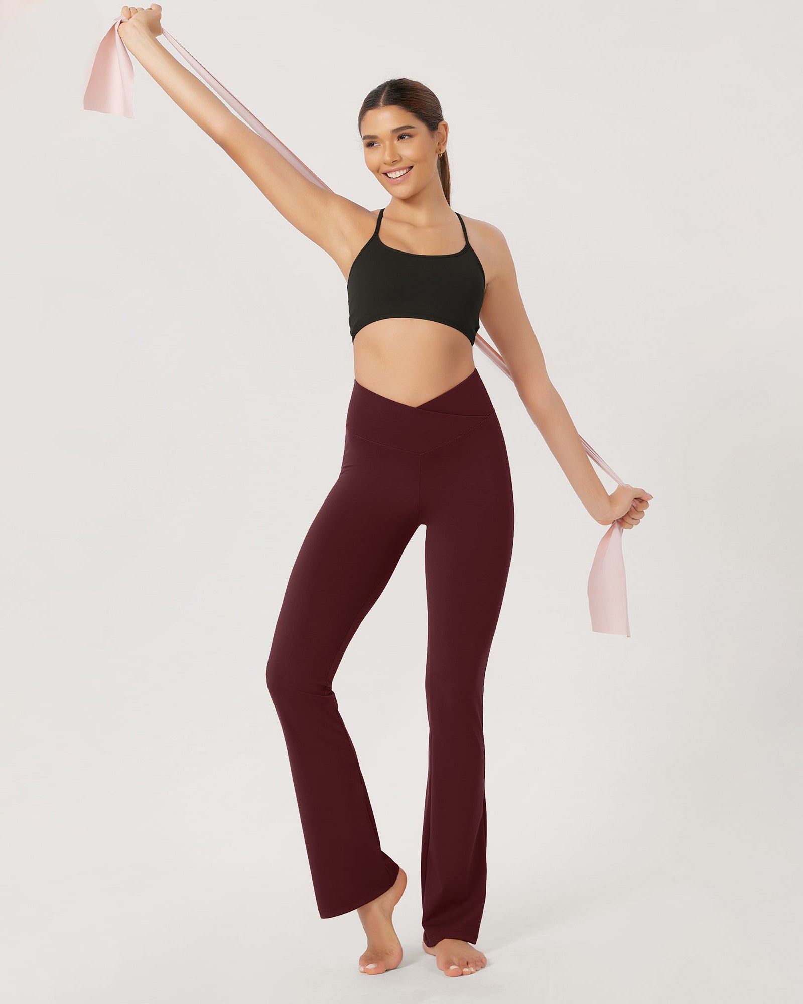 31??Cross Waist Workout Yoga Flare Pants - ododos
