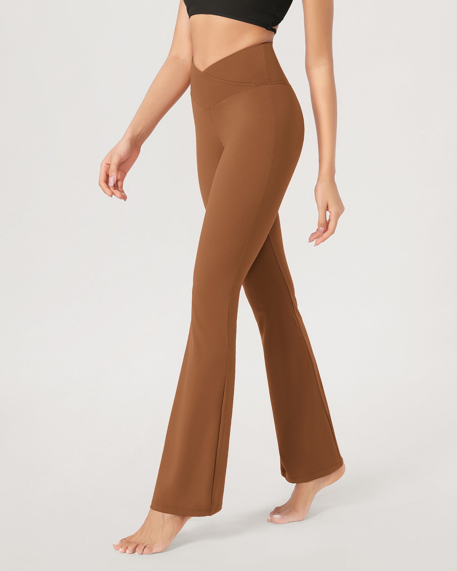 31??Cross Waist Workout Yoga Flare Pants - ododos