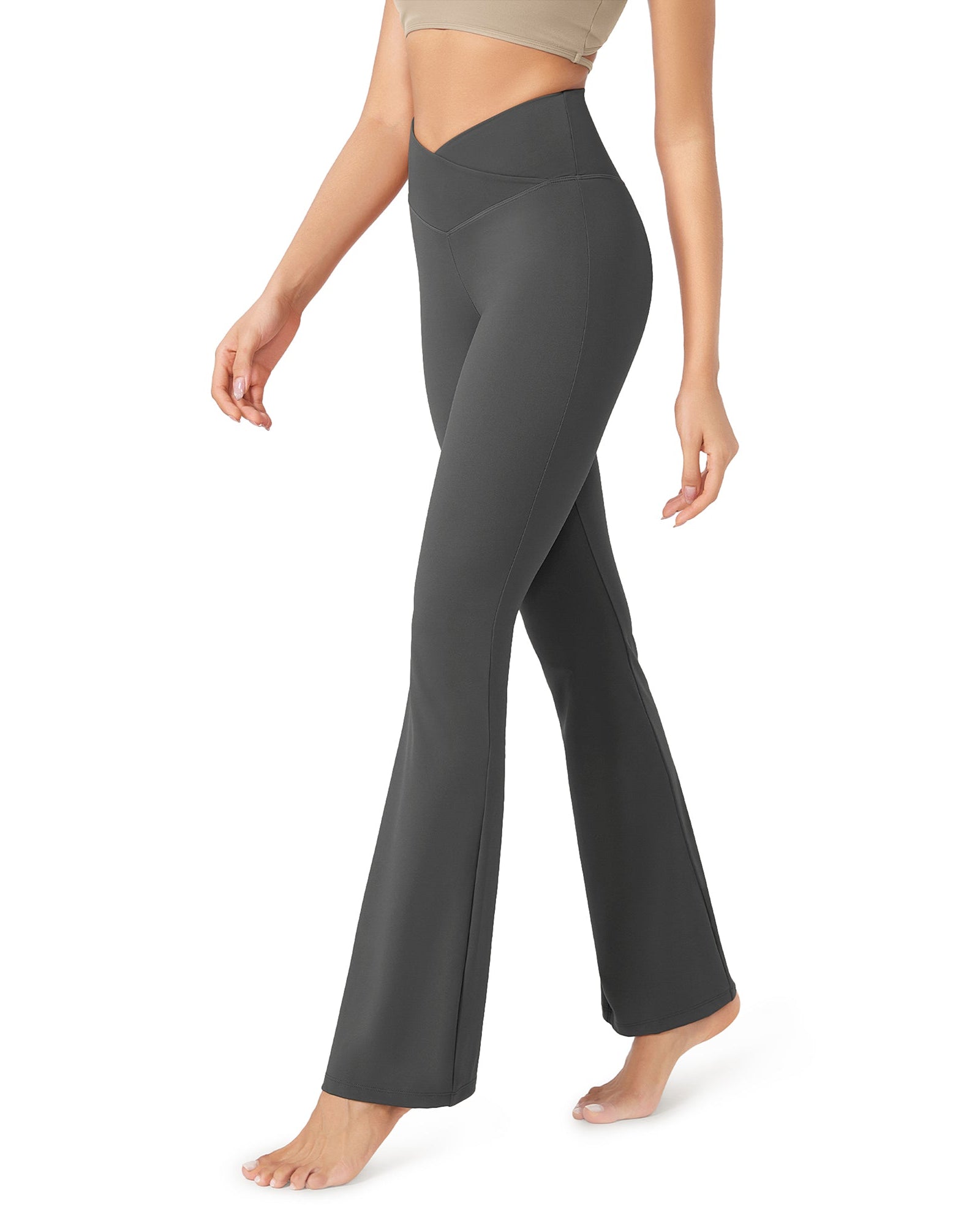 29??Cross Waist Sports Flare Yoga Pants - ododos