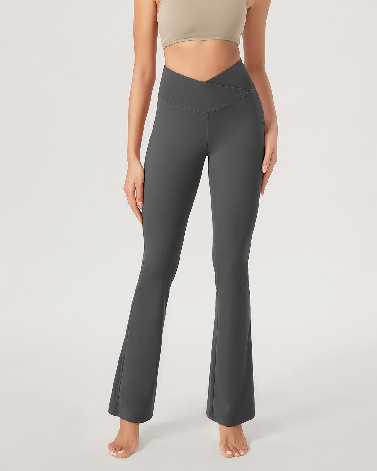 29??Cross Waist Sports Flare Yoga Pants - ododos