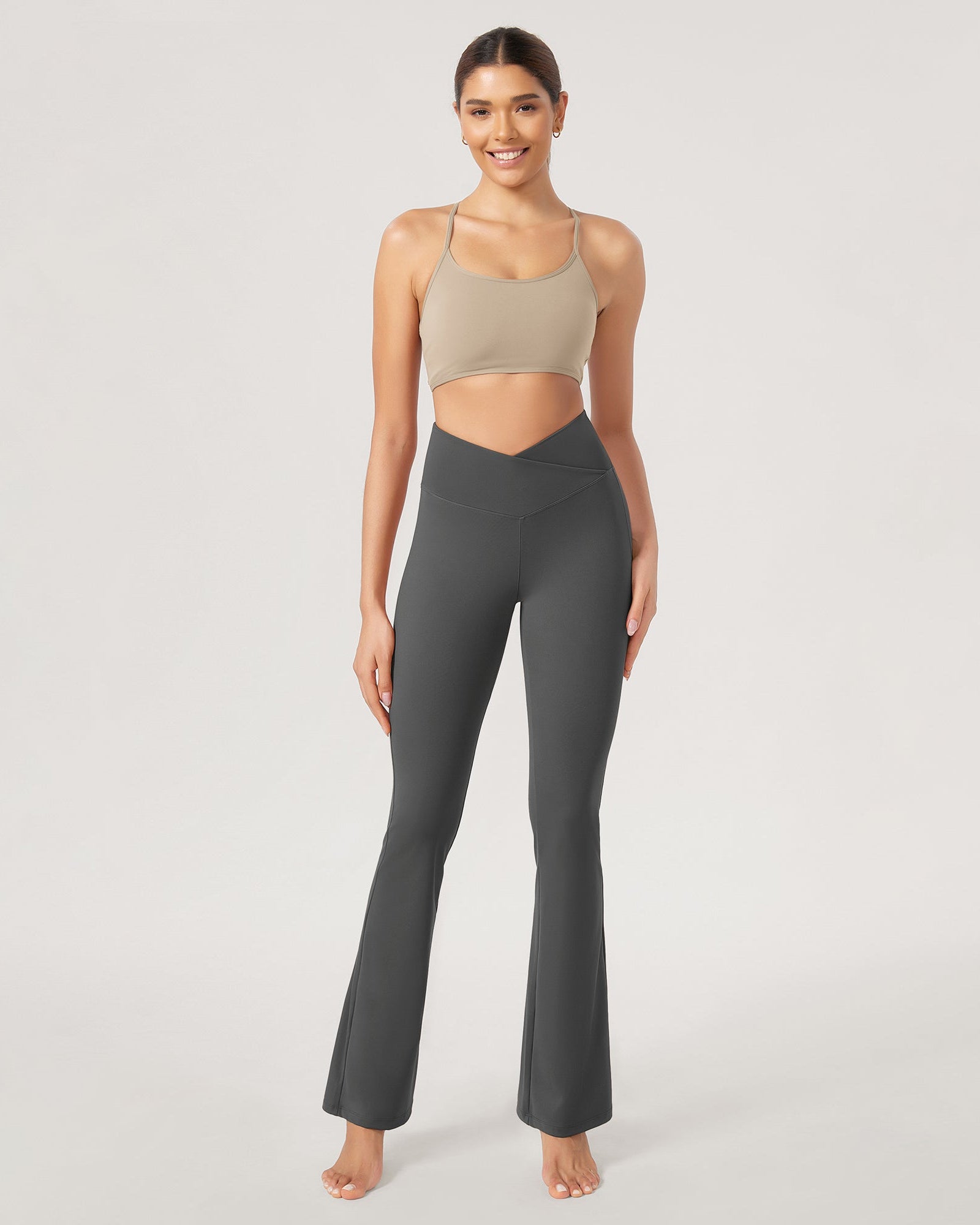 31??Cross Waist Workout Yoga Flare Pants - ododos