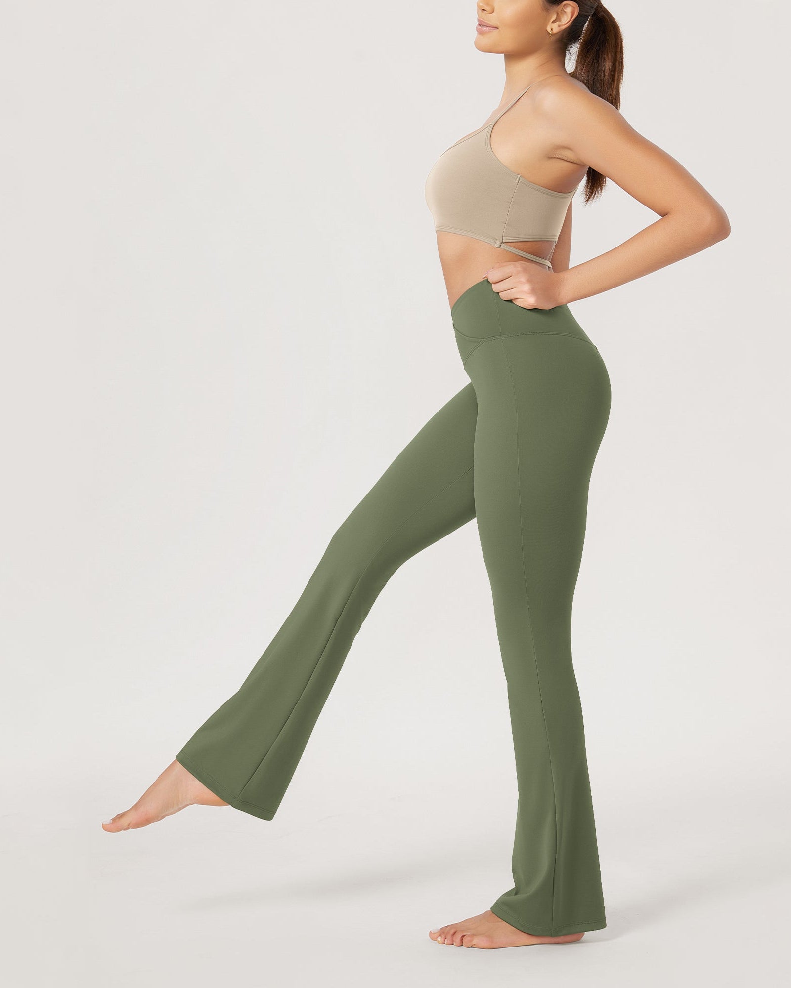 31??Cross Waist Workout Yoga Flare Pants - ododos