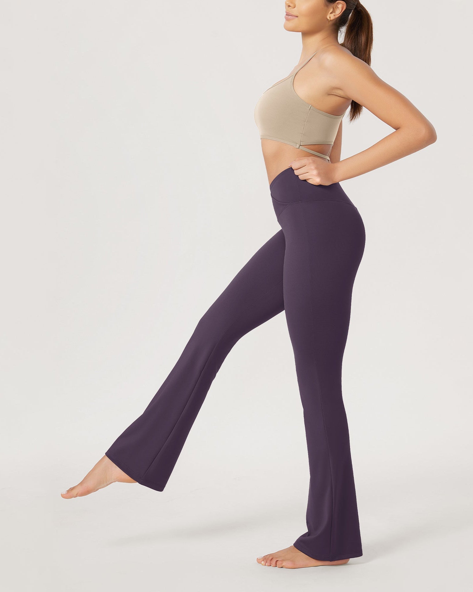 31??Cross Waist Workout Yoga Flare Pants - ododos