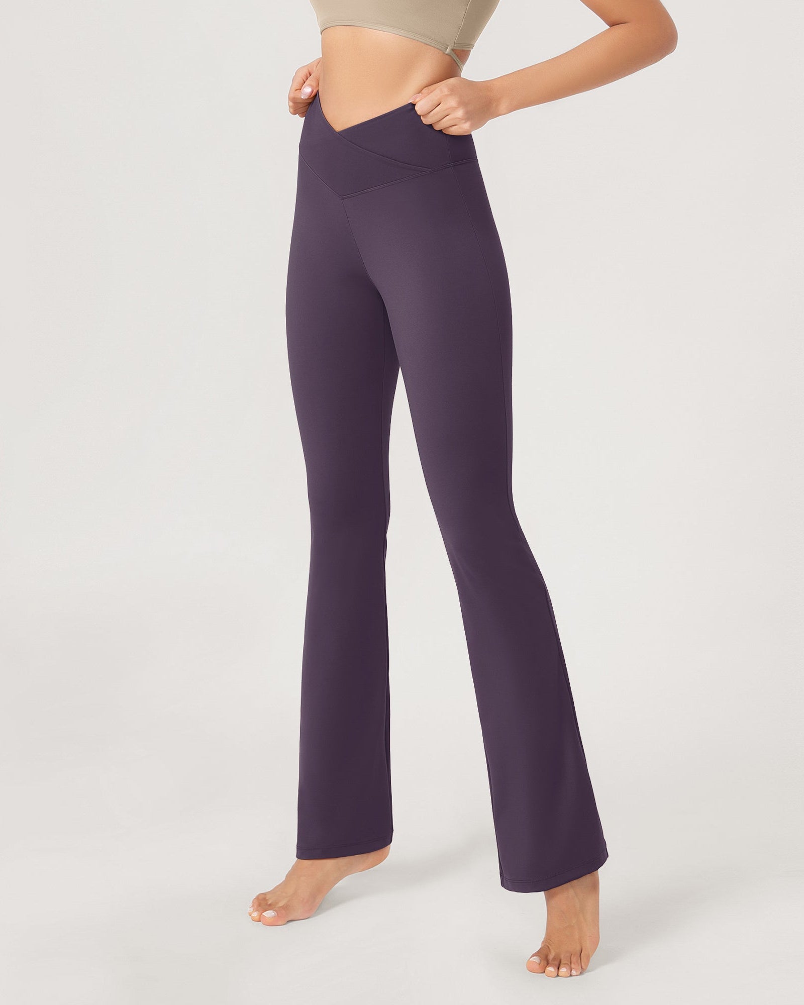 31??Cross Waist Workout Yoga Flare Pants - ododos