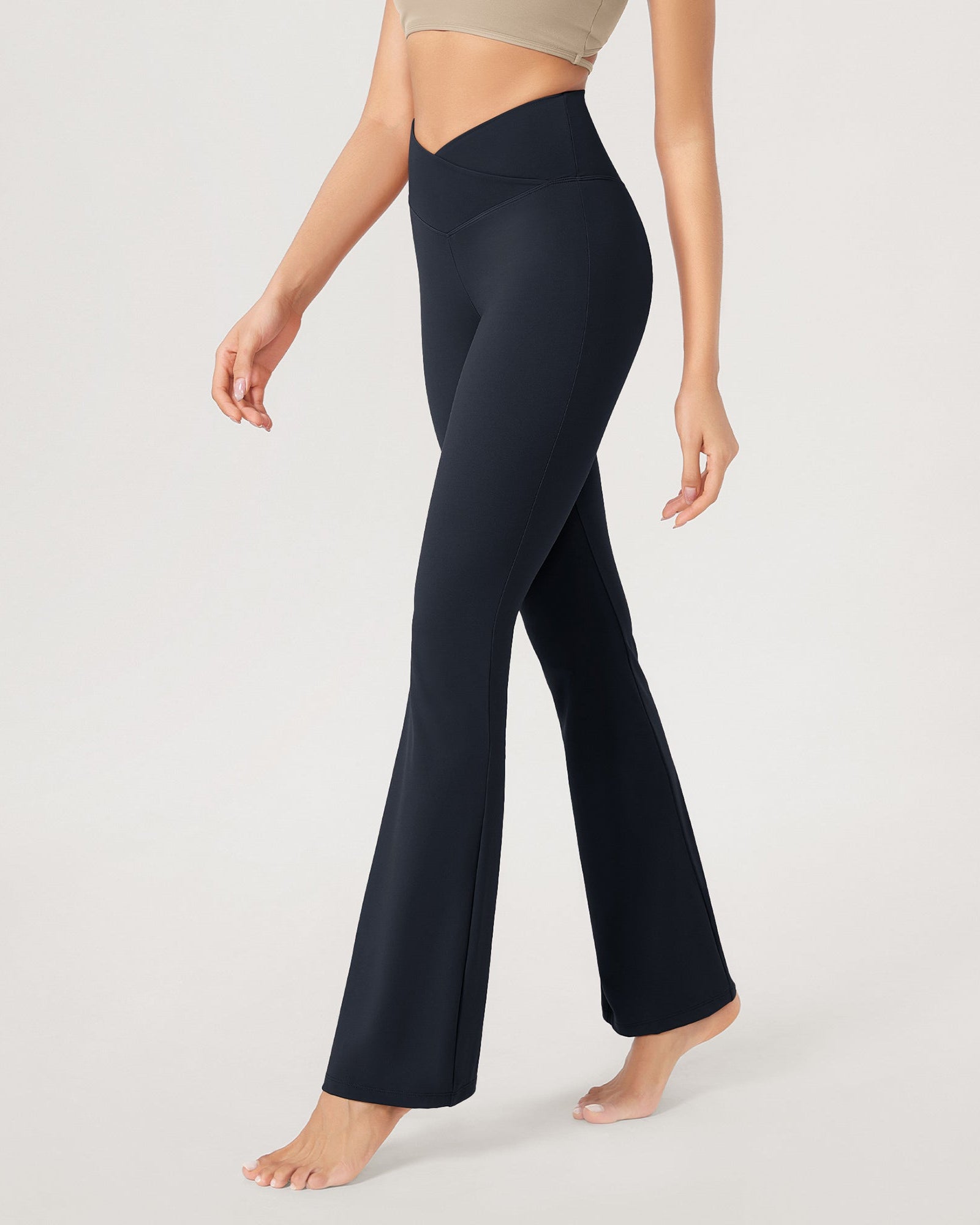 31??Cross Waist Workout Yoga Flare Pants - ododos