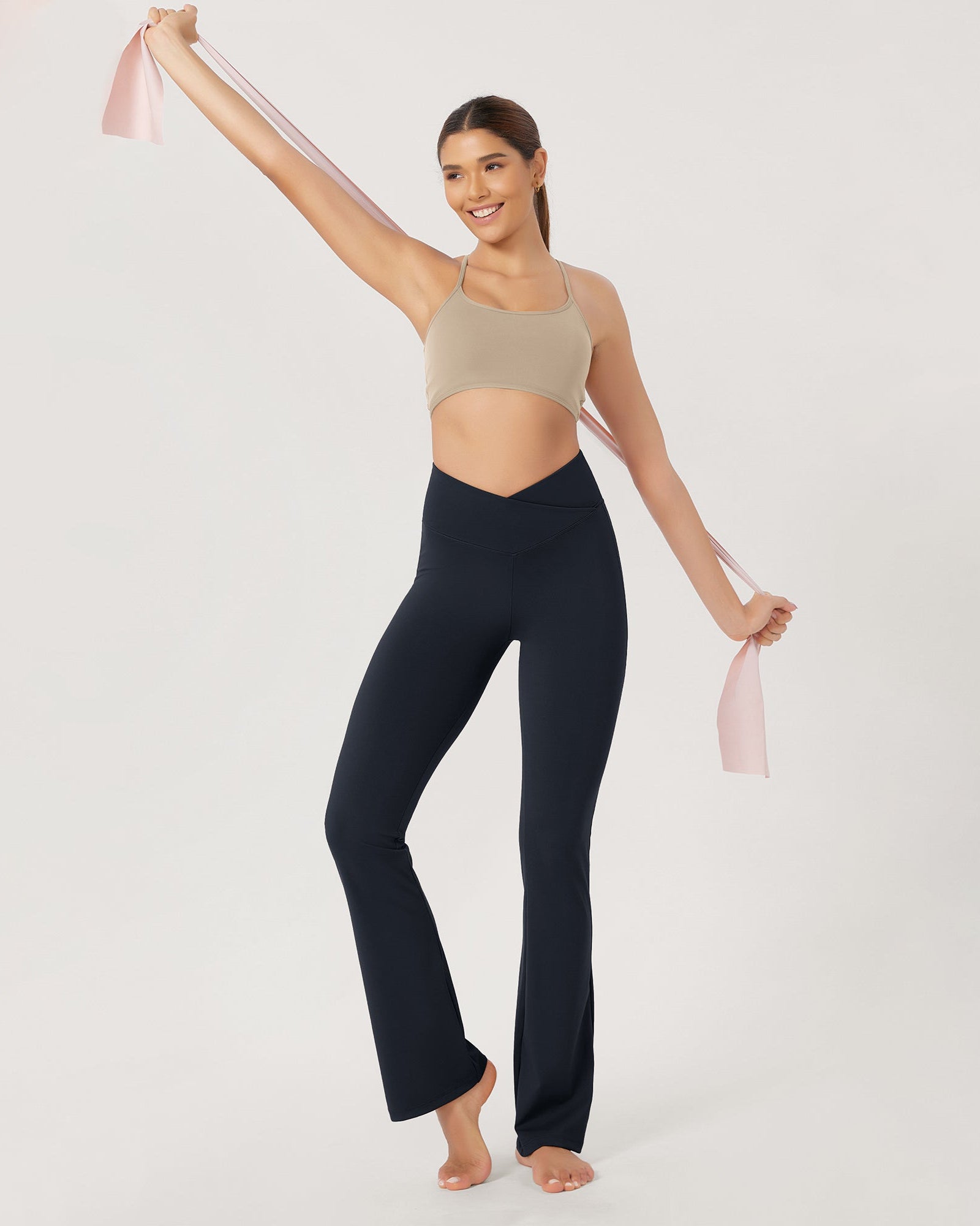 31??Cross Waist Workout Yoga Flare Pants - ododos