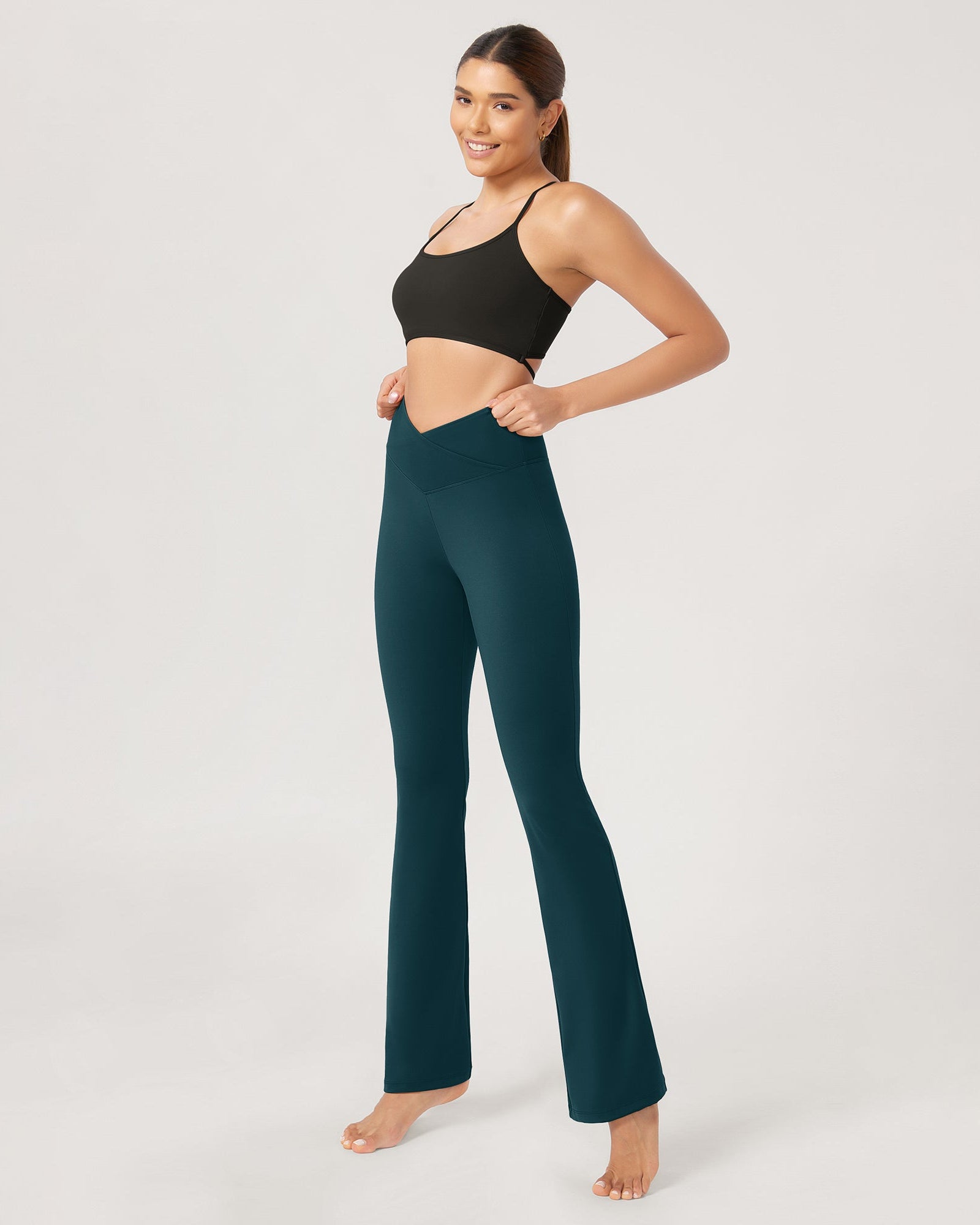 31??Cross Waist Workout Yoga Flare Pants - ododos