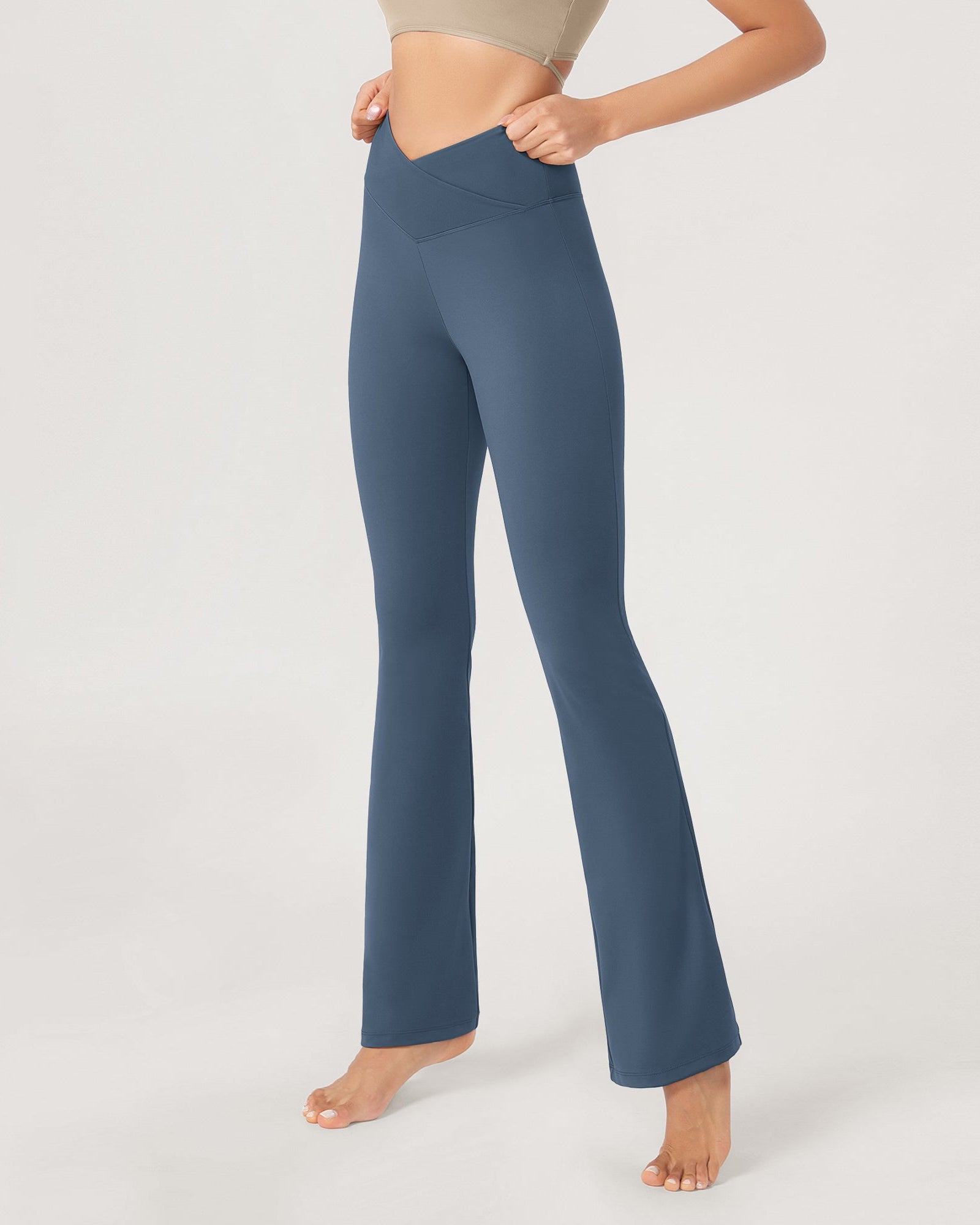 31??Cross Waist Workout Yoga Flare Pants - ododos
