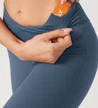 31??Cross Waist Workout Yoga Flare Pants - ododos