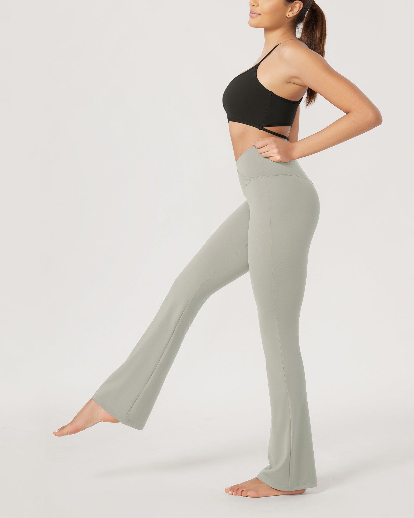 31??Cross Waist Workout Yoga Flare Pants - ododos