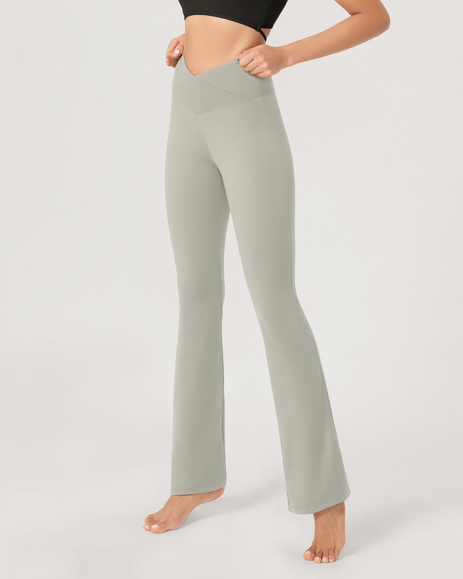 31??Cross Waist Workout Yoga Flare Pants - ododos