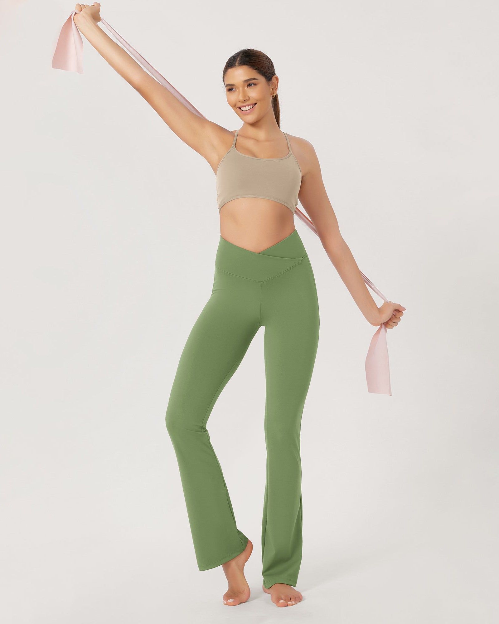 31??Cross Waist Workout Yoga Flare Pants - ododos