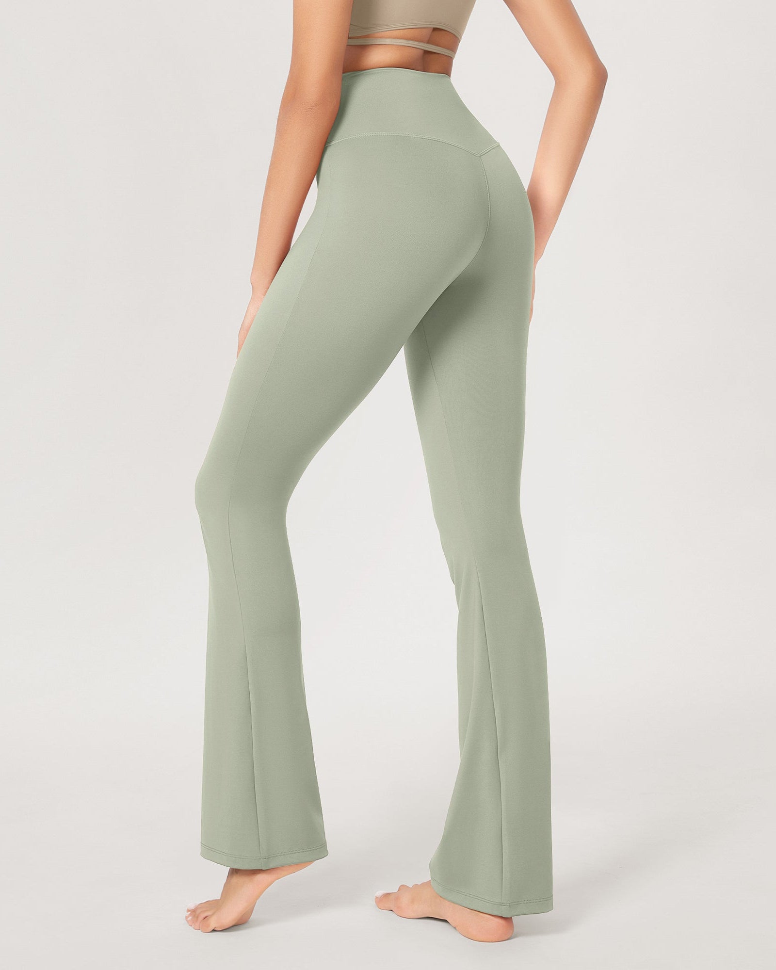 31??Cross Waist Workout Yoga Flare Pants - ododos