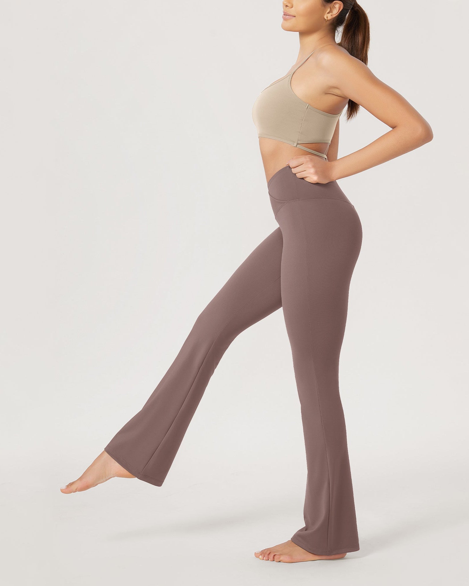 31??Cross Waist Workout Yoga Flare Pants - ododos