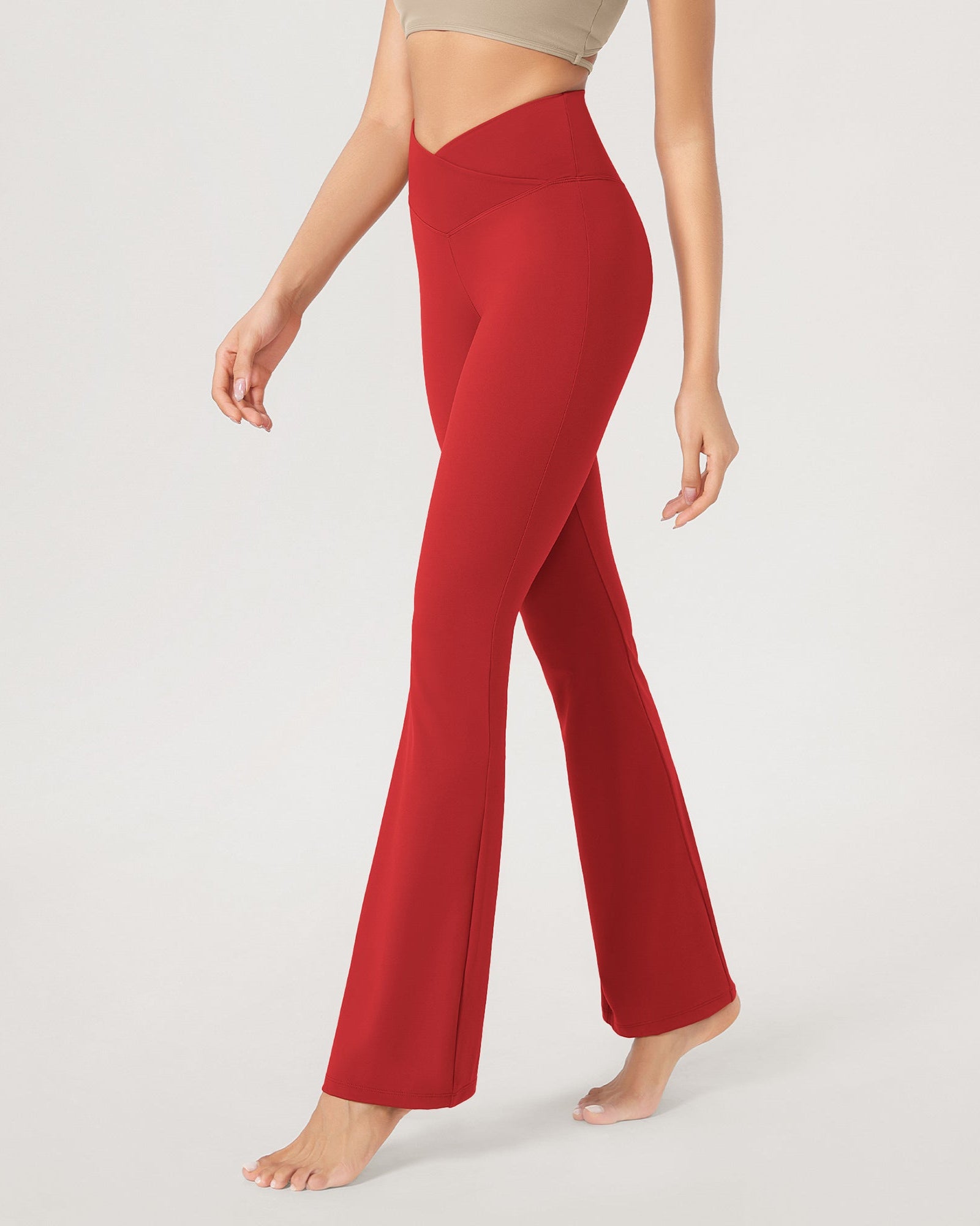 31??Cross Waist Workout Yoga Flare Pants - ododos