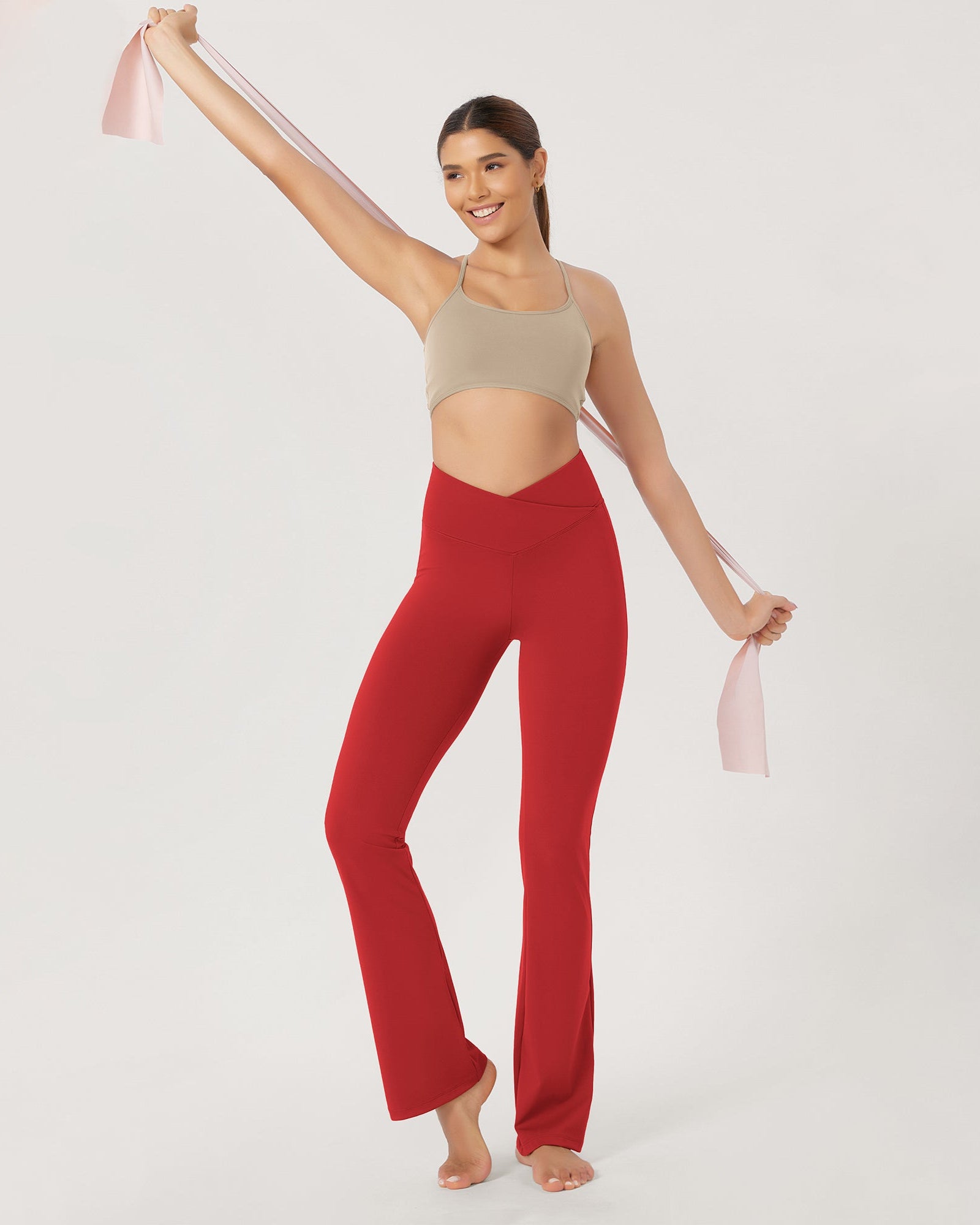 31??Cross Waist Workout Yoga Flare Pants - ododos