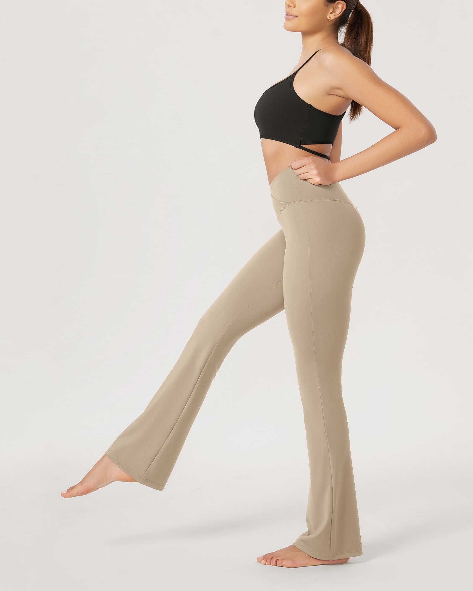 31??Cross Waist Workout Yoga Flare Pants - ododos