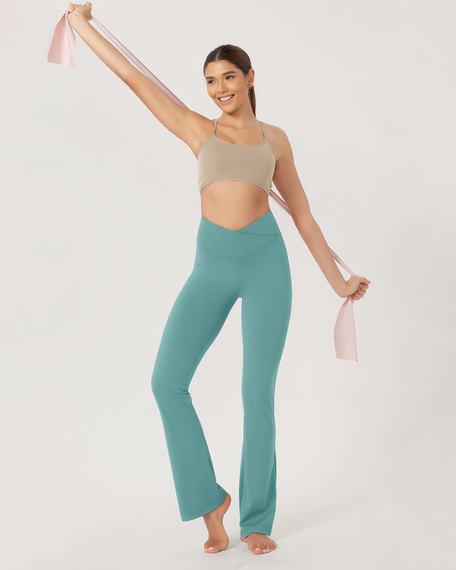 31??Cross Waist Workout Yoga Flare Pants - ododos