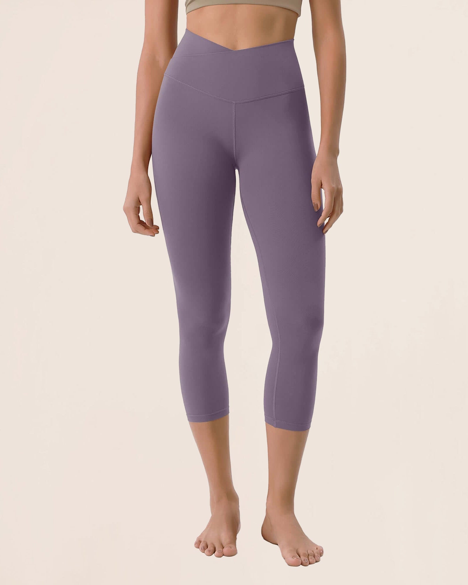 Odcloud 23 Crossover High Wasit Lounge 7/8 Leggings with Pockets Ash Violet - ododos