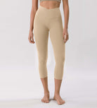 Odcloud 23 Crossover High Wasit Lounge 7/8 Leggings with Pockets Beige - ododos