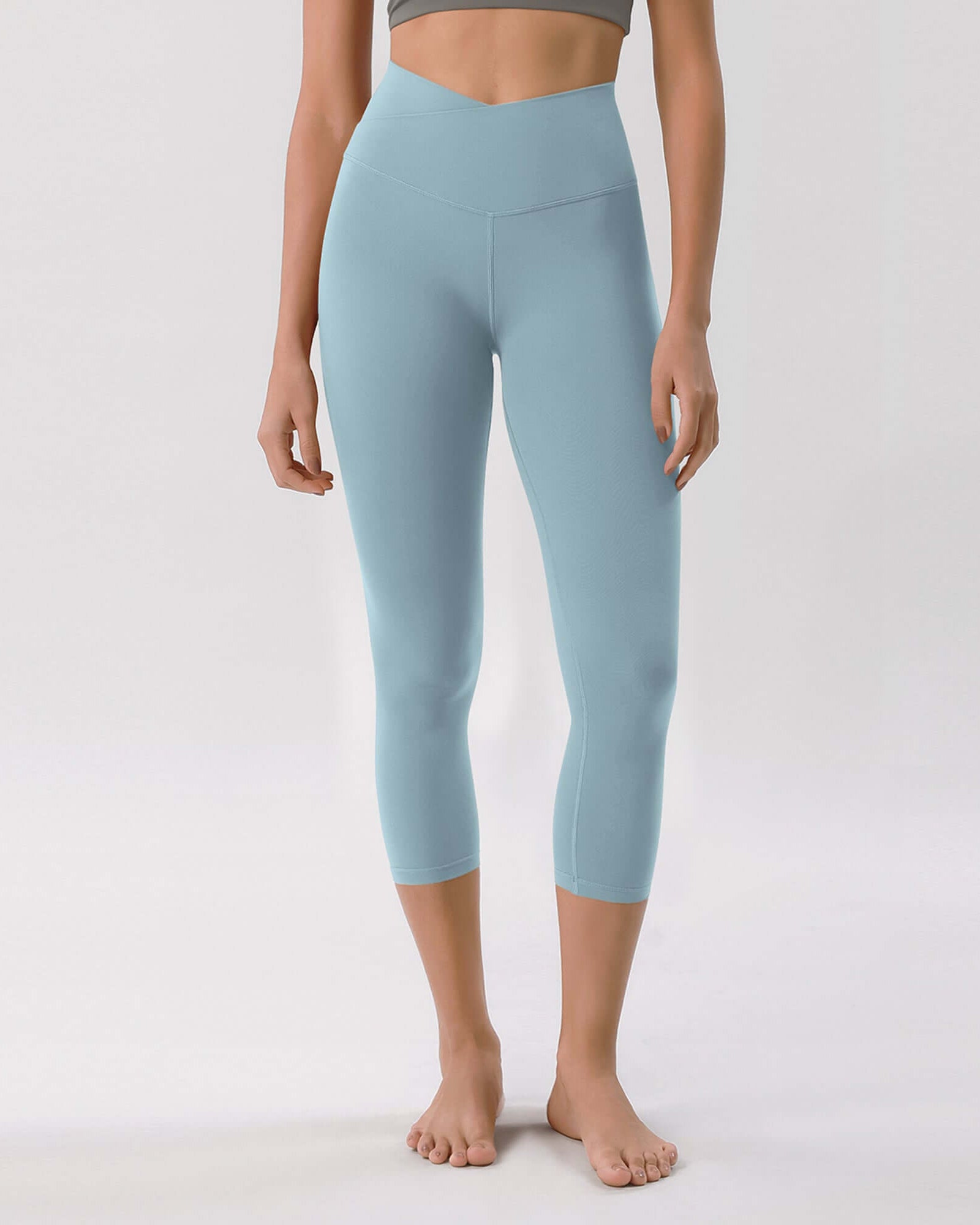 Odcloud 23 Crossover High Wasit Lounge 7/8 Leggings with Pockets Chambray - ododos