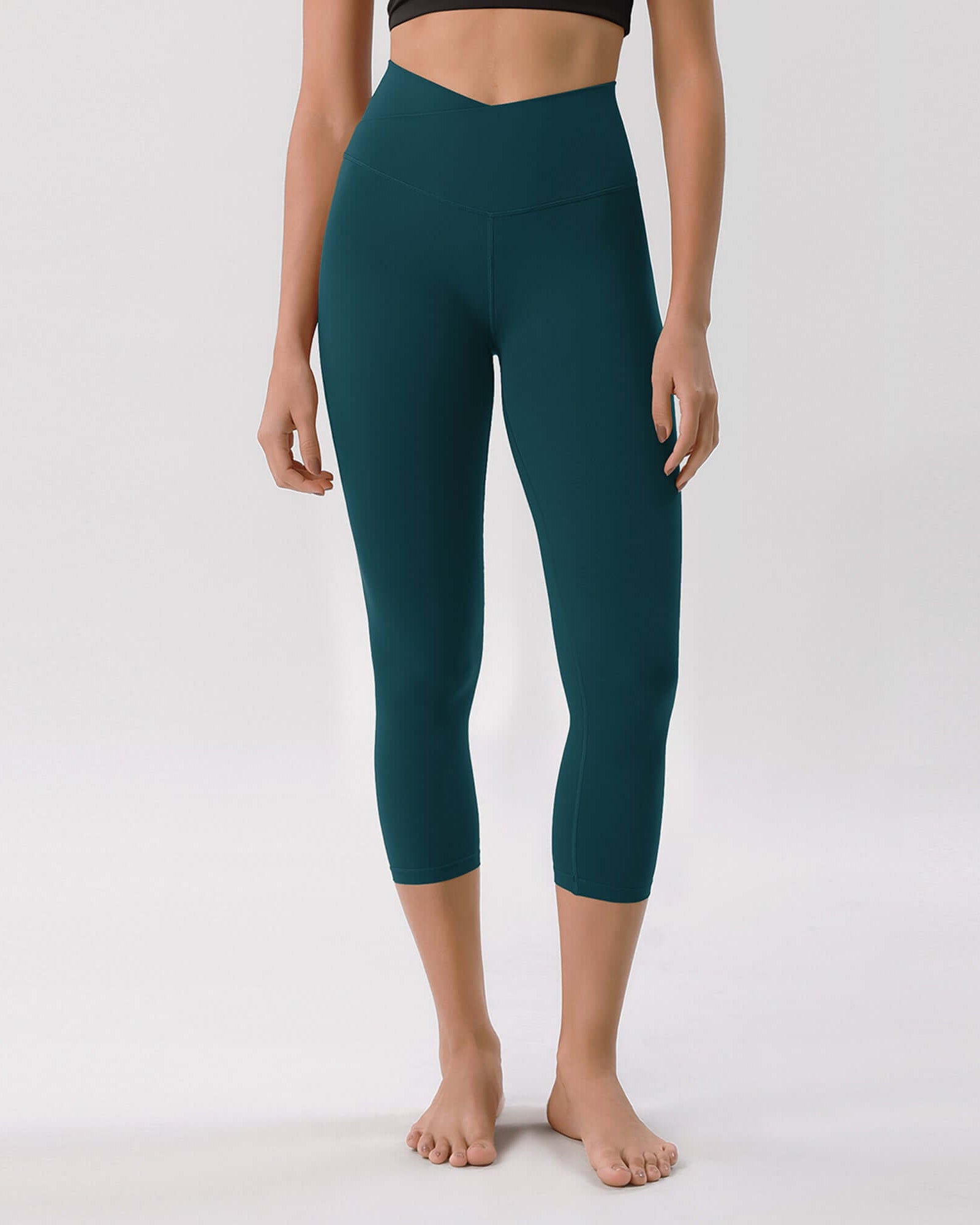 Odcloud 23 Crossover High Wasit Lounge 7/8 Leggings with Pockets Forest Teal - ododos