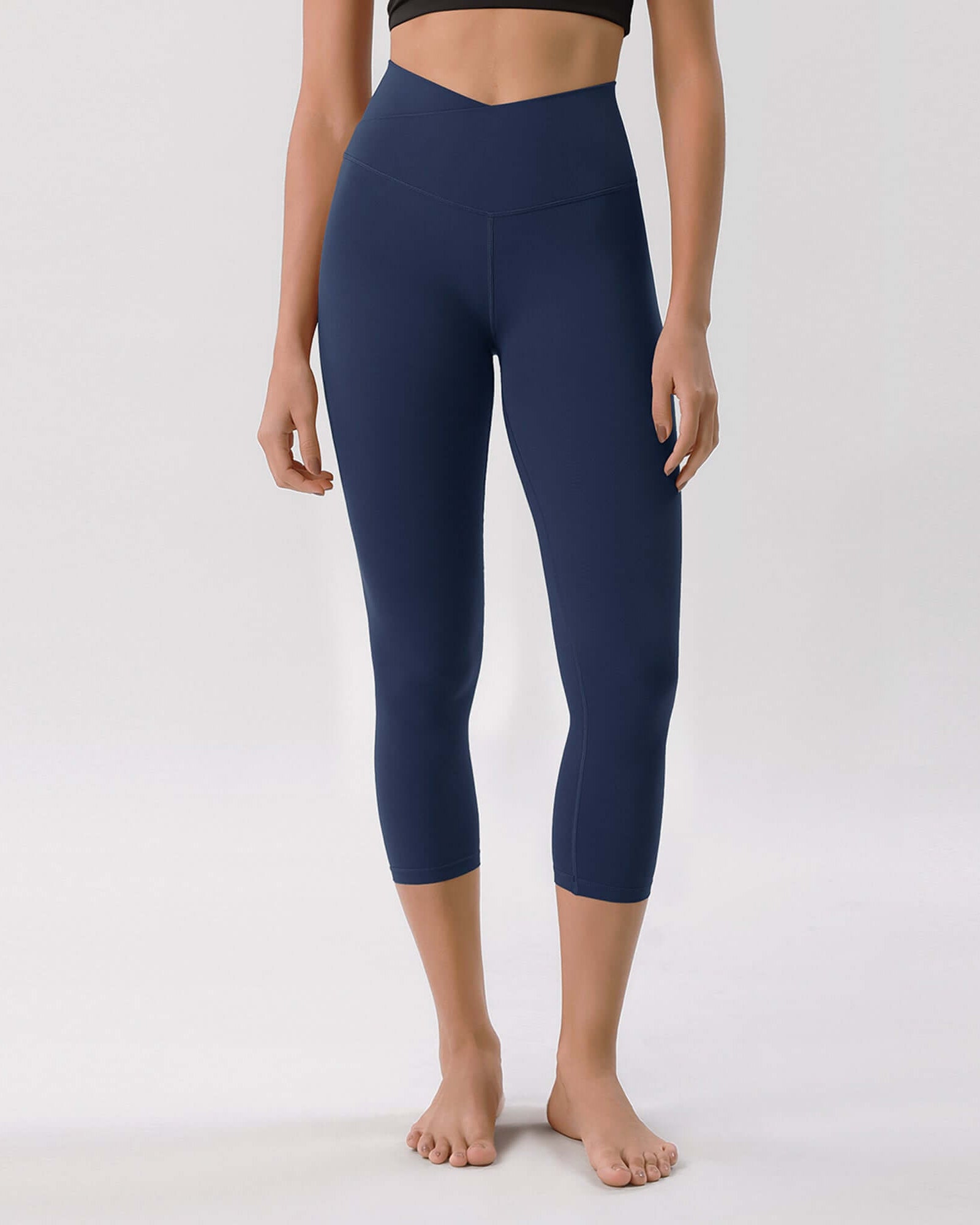 Odcloud 23 Crossover High Wasit Lounge 7/8 Leggings with Pockets Navy - ododos