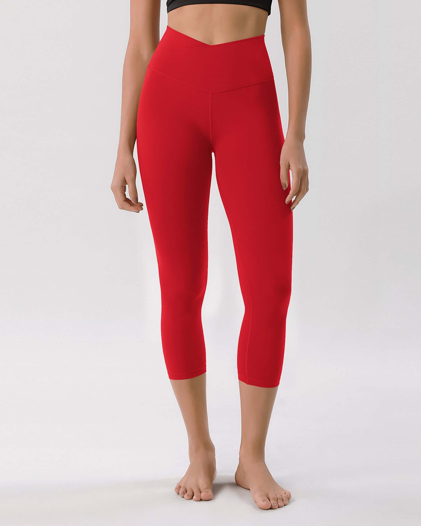 Odcloud 23 Crossover High Wasit Lounge 7/8 Leggings with Pockets Red - ododos