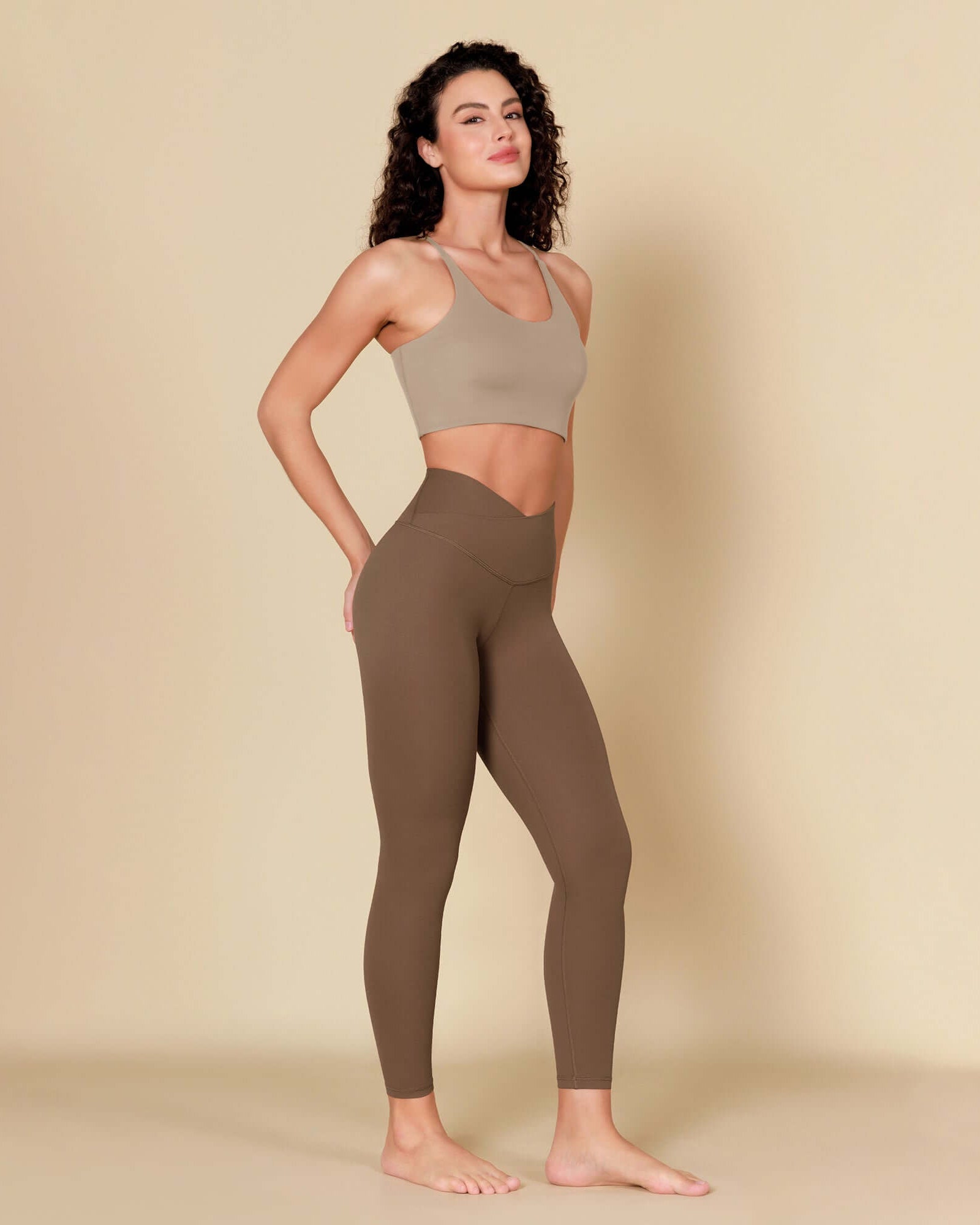 ODCLOUD 7/8 Crossover Leggings with Back Pocket Brunette - ododos