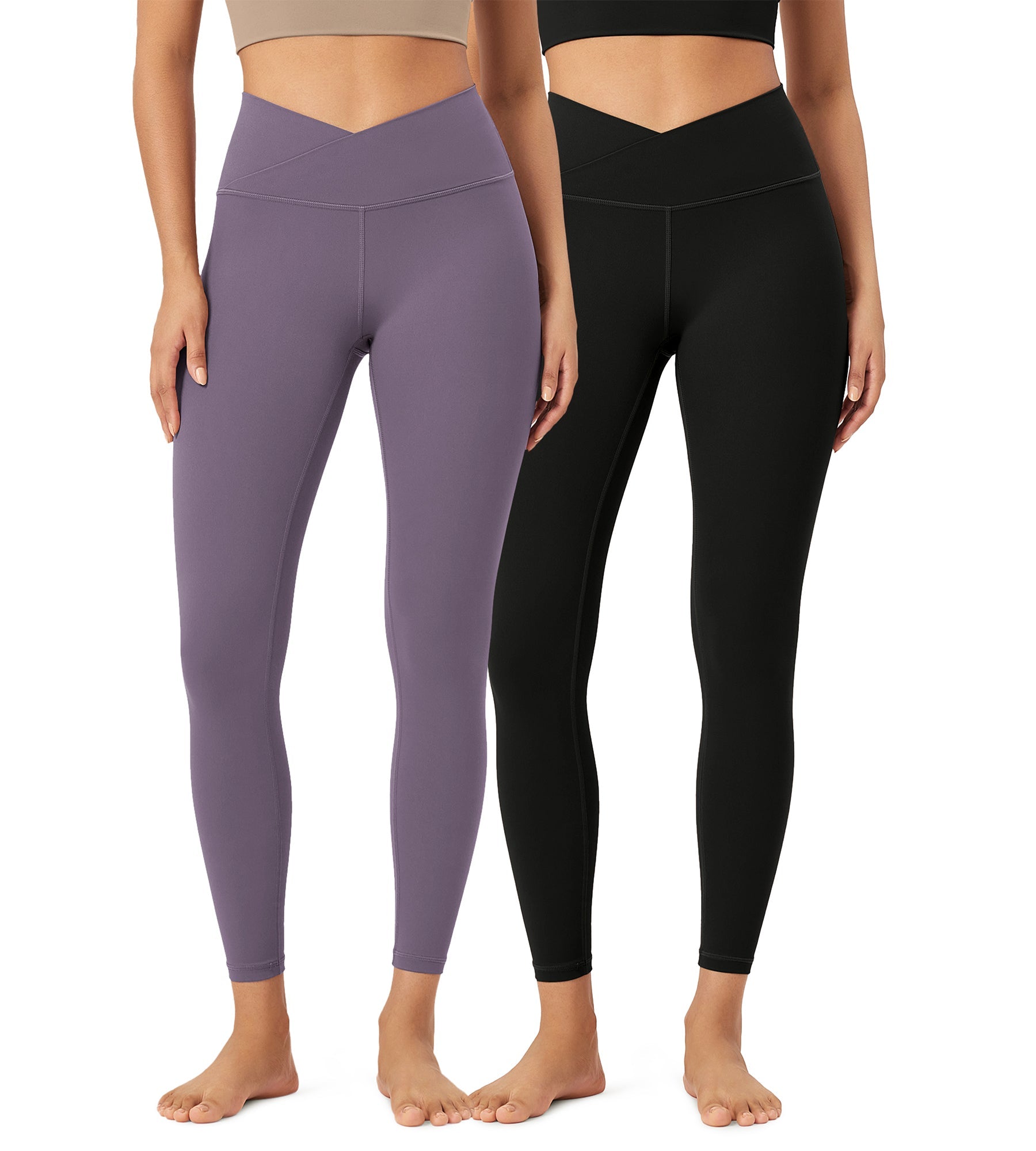 2 Pack 25 Buttery Soft Crossover Lounge Yoga Waist Leggings - ododos