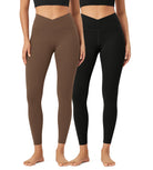 2 Pack 25 Buttery Soft Crossover Lounge Yoga Waist Leggings - ododos