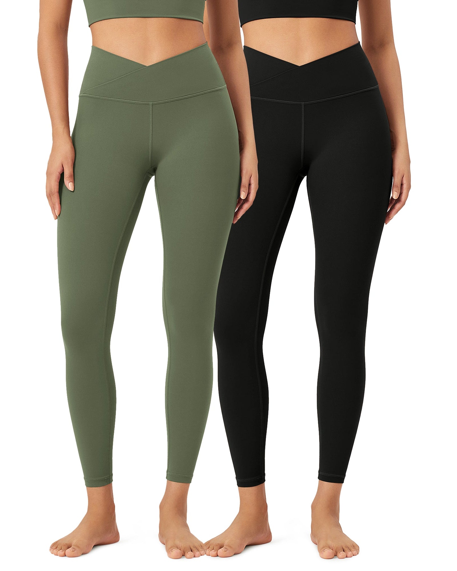2 Pack 25 Buttery Soft Crossover Lounge Yoga Waist Leggings - ododos