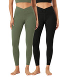 2 Pack 25 Buttery Soft Crossover Lounge Yoga Waist Leggings - ododos