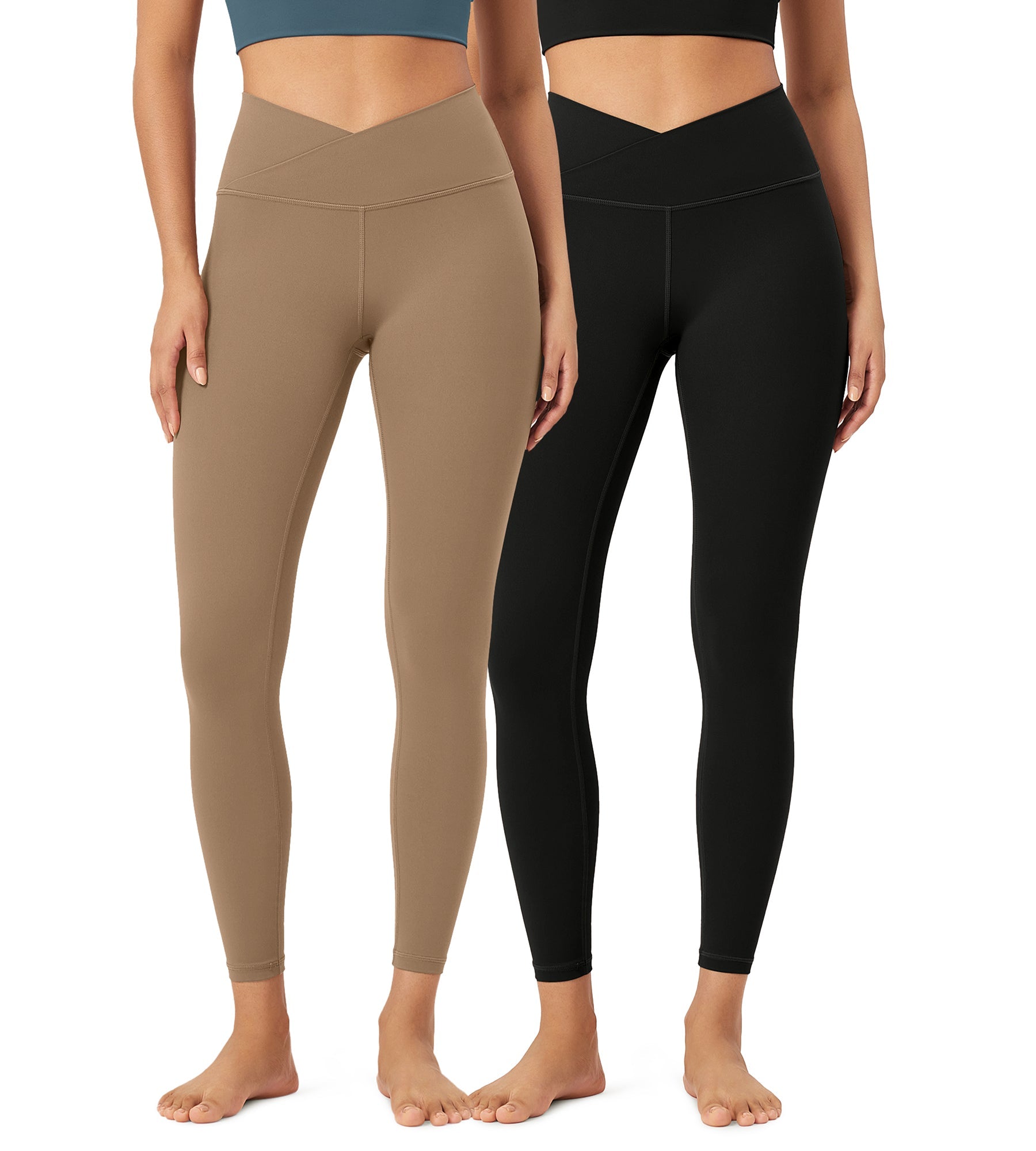 2 Pack 25 Buttery Soft Crossover Lounge Yoga Waist Leggings - ododos