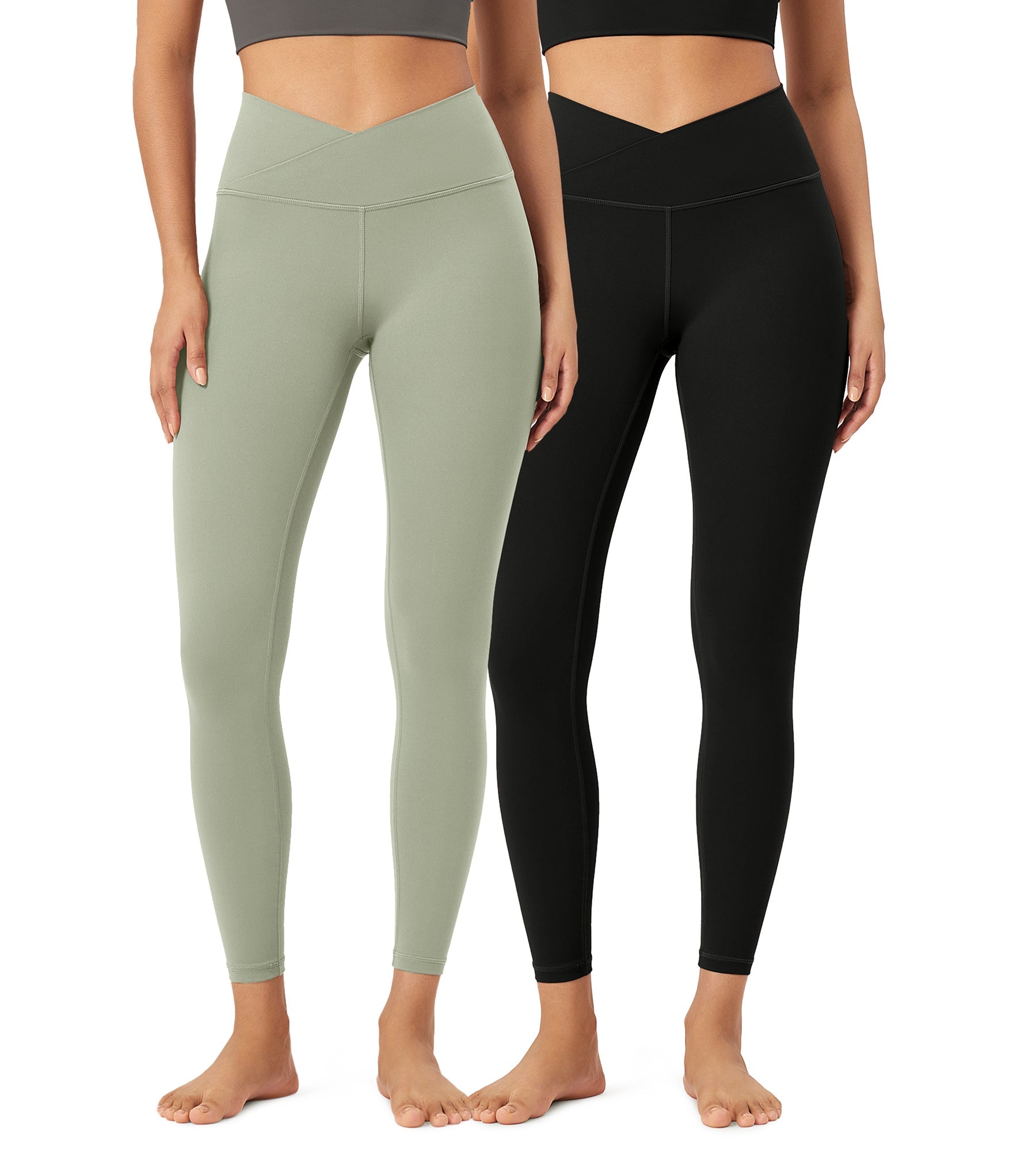 2 Pack 25 Buttery Soft Crossover Lounge Yoga Waist Leggings - ododos