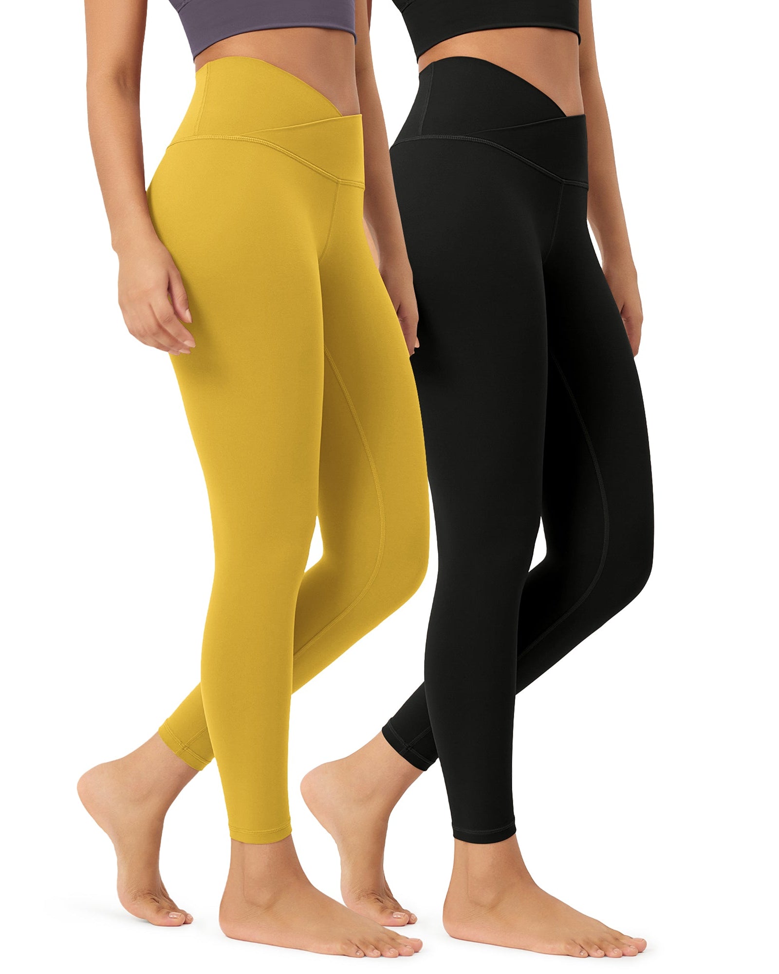2 Pack 25 Buttery Soft Crossover Lounge Yoga Waist Leggings Black+mango Mint - ododos
