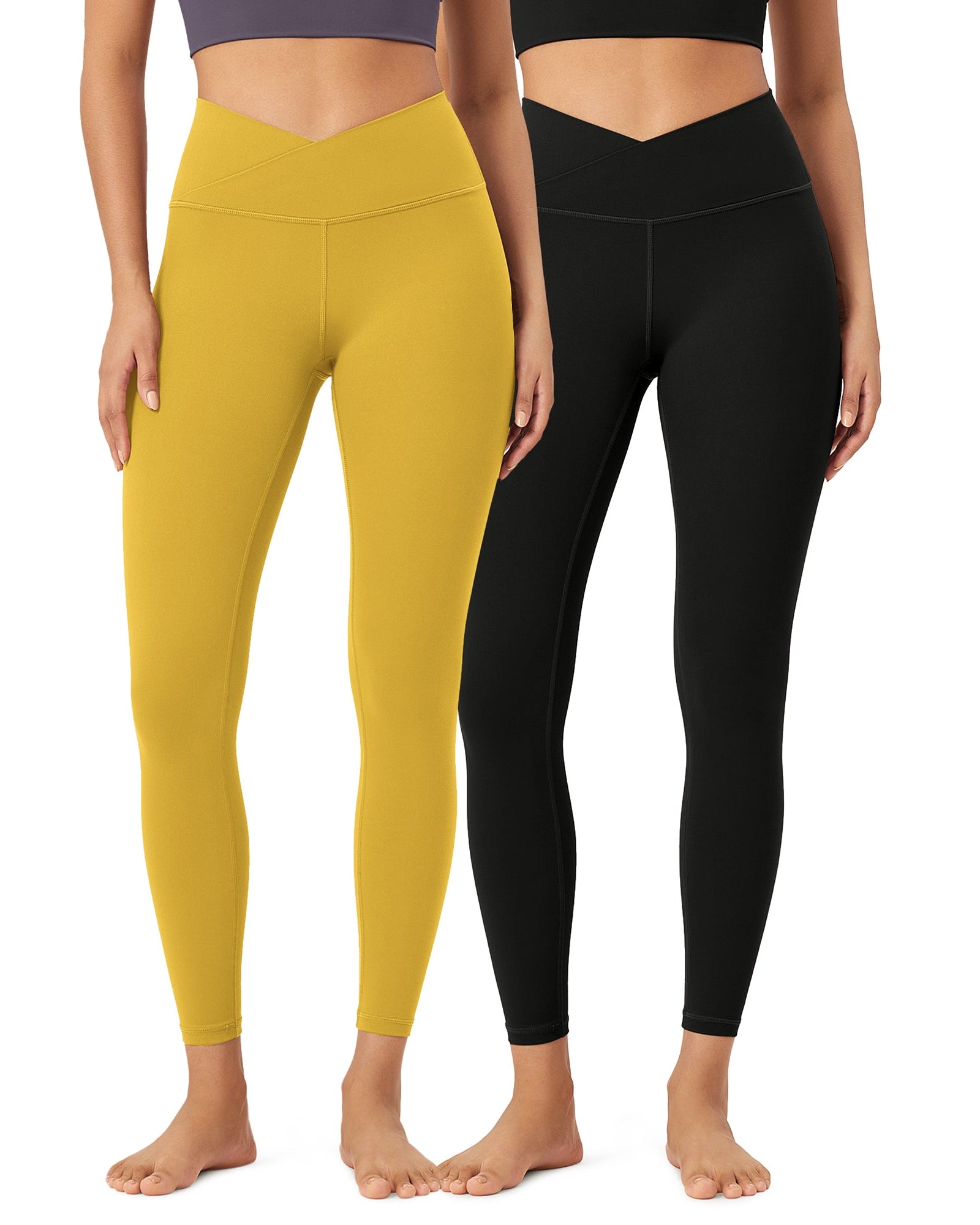 2 Pack 25 Buttery Soft Crossover Lounge Yoga Waist Leggings - ododos