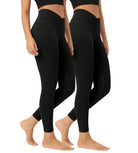 2 Pack 25 Buttery Soft Crossover Lounge Yoga Waist Leggings Black+Black - ododos