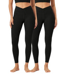 2 Pack 25 Buttery Soft Crossover Lounge Yoga Waist Leggings - ododos