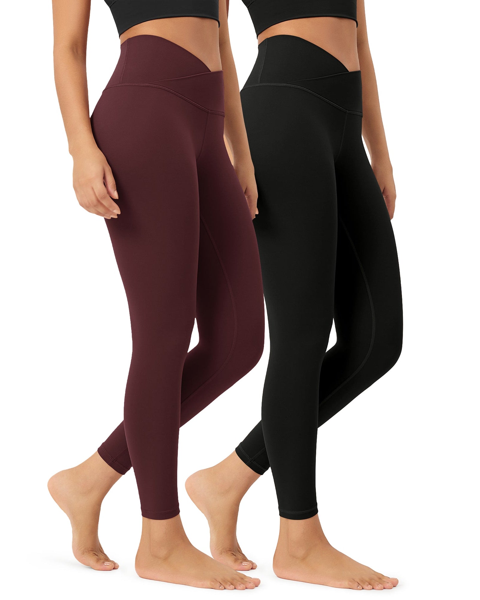 2 Pack 25 Buttery Soft Crossover Lounge Yoga Waist Leggings - ododos