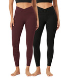 2 Pack 25 Buttery Soft Crossover Lounge Yoga Waist Leggings - ododos